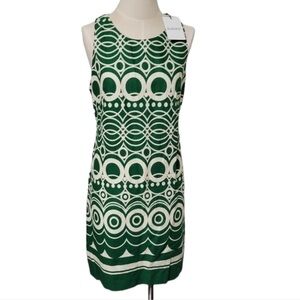 Bardot Retro Mini Green & White Dress, Size Small